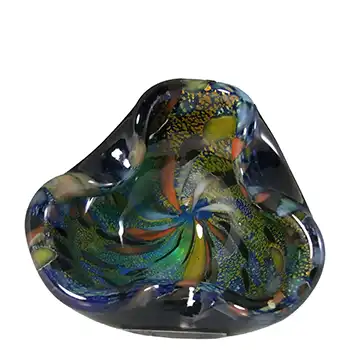 (image for) Murano 1950's Silver Leaf & Coloured Murrine Canes Black Glass Bowl