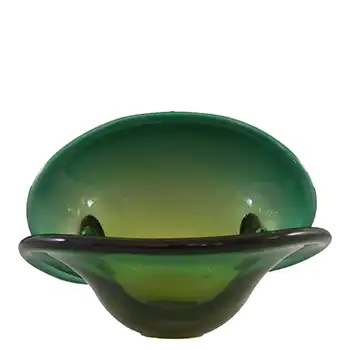 (image for) Seguso Dalla Venezia Murano Green Glass Clam Bowl/Vase