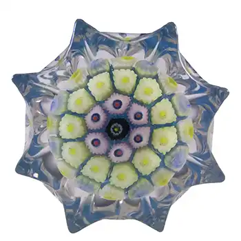 (image for) Strathearn #P13 Scottish Blue Glass Millefiori Miniature Star Paperweight