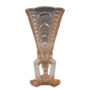 (image for) Rosice #1948 Czech Art Deco Pink Glass Rocket Vase