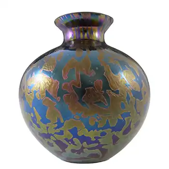 (image for) MARKED Royal Brierley Vintage Iridescent Glass 'Studio' Vase