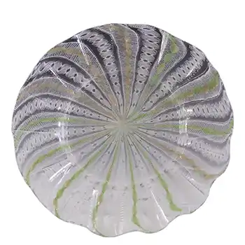 (image for) Salviati Murano Zanfirico & Copper Aventurine Green Glass Plate