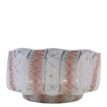 (image for) Salviati Murano Zanfirico & Aventurine Pink Glass Finger Bowl