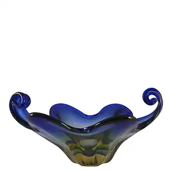 (image for) Cristallo Venezia CCC Murano Blue & Amber Sommerso Glass Bowl