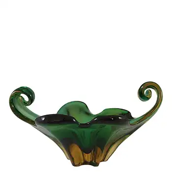 (image for) Cristallo Venezia CCC Murano Green & Amber Sommerso Glass Bowl