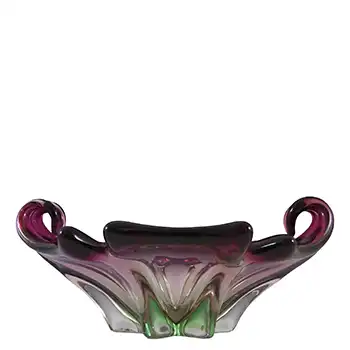 (image for) Cristallo Venezia CCC Murano Pink & Green Sommerso Glass Bowl