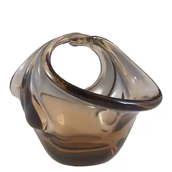 (image for) Skrdlovice #51100 Czech Amber Glass Basket Bowl by Jan Beránek