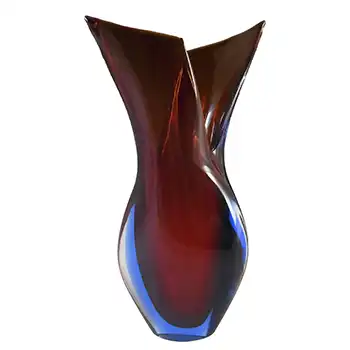 (image for) LABELLED Murano/Venetian Red & Blue Sommerso Glass Vase
