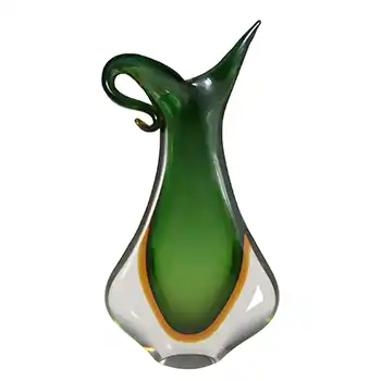 (image for) Murano 1950s Green & Amber Sommerso Cased Glass Vase