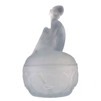 (image for) Sowerby Art Deco 1930's Blue Glass 'Ladye' Powder Bowl