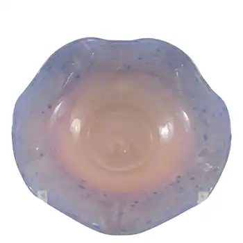 (image for) SIGNED Vasart Pink & Purple Mottled Glass Crimped Bowl B022