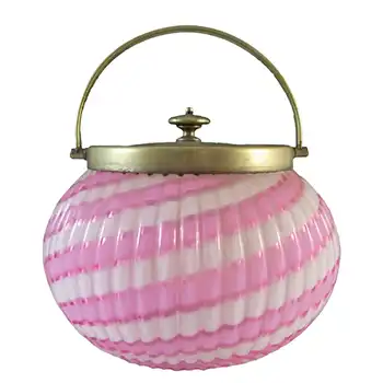 (image for) Vintage Victorian Pink and White Glass & Silver Plated Biscuit Barrel