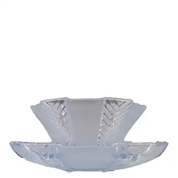 (image for) Walther & Söhne Art Deco Blue Glass 'Athene' Bowl & Plate