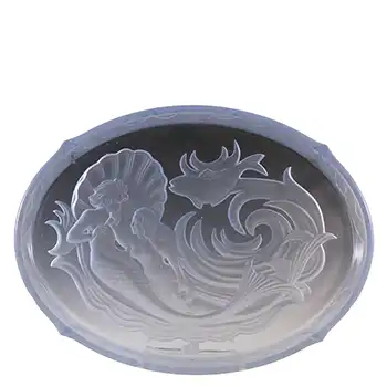 (image for) Walther & Söhne Art Deco Blue Glass 'Nymphen' Trinket Set Tray