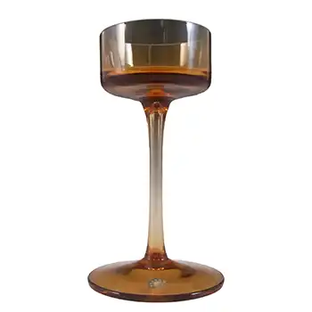 (image for) LABELLED Wedgwood Topaz Glass Brancaster Candlestick RSW15