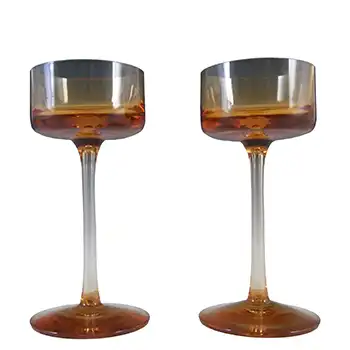 (image for) Wedgwood Pair of "Brancaster" Topaz Glass 5.5" Candlesticks RSW15/1