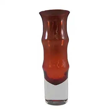 (image for) Aseda Swedish Red Glass 6" Bamboo Vase by Bo Borgstrom #B5/87