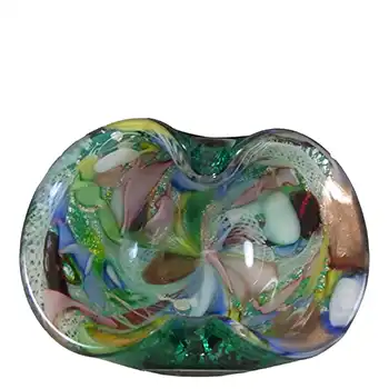 (image for) AVEM Murano Zanfirico Bizantino / Tutti Frutti Green Glass Oval Bowl