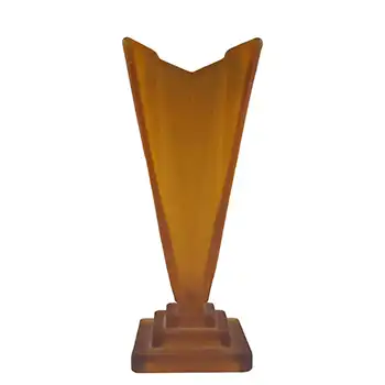 (image for) Bagley #1333 Art Deco 7.75" Frosted Amber Glass 'Wyndham' Vase