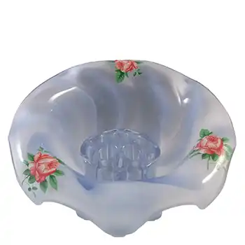 (image for) Bagley #3061 Art Deco Frosted Blue Glass 'Equinox' Posy Bowl