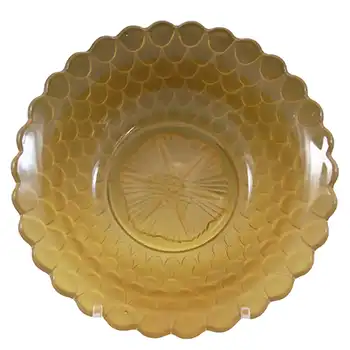 (image for) Bagley Art Deco Frosted Amber Glass 'Fish Scales' Bowl #3067