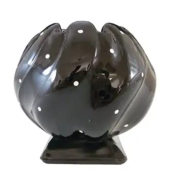 (image for) Bagley #3061 Art Deco Polkadot Black Glass 'Equinox' Posy Vase