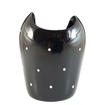 (image for) Bagley #3206 Art Deco Polkadot Black Glass 'Ocean' Posy Vase
