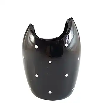 (image for) Bagley #3206 Art Deco Polkadot Black Glass 'Ocean' Posy Vase
