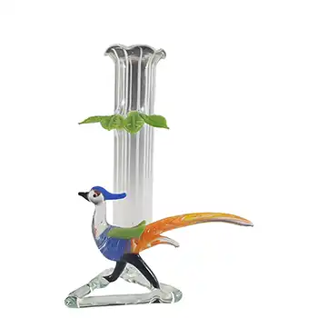 (image for) Vintage White Lampworked Vintage Glass Bird Vase