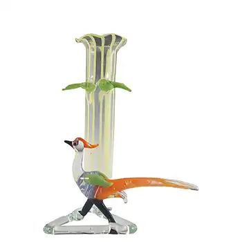 (image for) Vintage Yellow Lampworked Vintage Glass Bird Vase