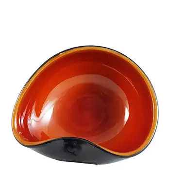 (image for) Murano / Venetian Red & Black Cased Glass Biomorphic Bowl