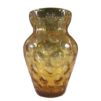 (image for) Borske Sklo Vintage Amber Glass Optical 'Olives' Vase