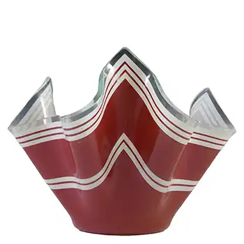 (image for) Chance Brothers Red Glass 'Bandel-2' Vintage Handkerchief Vase