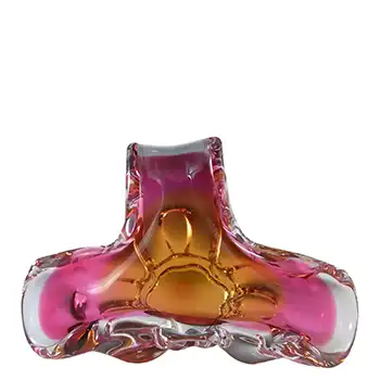 (image for) Chřibská #127/5/14 Czech Pink & Orange Glass Ashtray Bowl