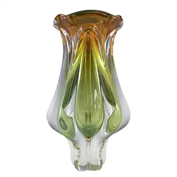 (image for) Chřibská #119/3/23 Green & Orange Glass Vase