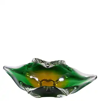 (image for) Chřibská #296/5/22 Czech Green & Orange Glass Bowl