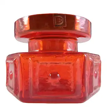 (image for) Dartington #FT88 Flame Red Glass Panel + Spot Vase Frank Thrower
