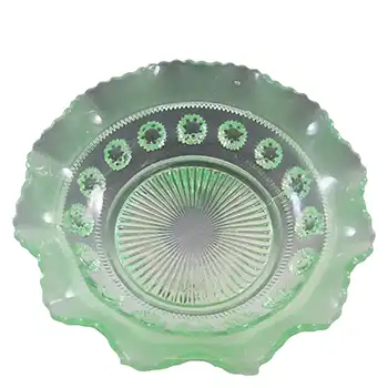 (image for) Davidson #269 Art Deco Green Glass 'Blackberry Prunt' Bowl
