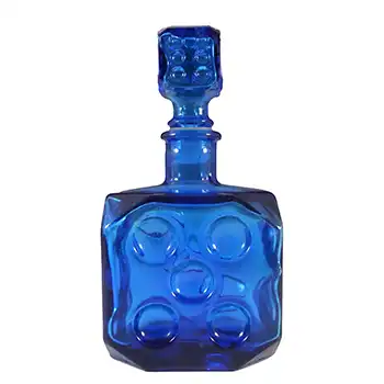 (image for) Empoli Italian Vintage Blue Glass Dice Decanter / Bottle