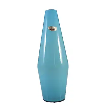 (image for) LABELLED Ekenas Swedish Blue Retro Cased Glass Vase