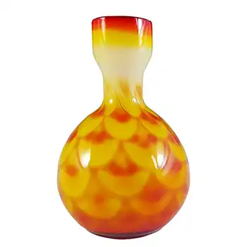(image for) Elme Retro Scandinavian Orange Cased Glass Peacock Vase