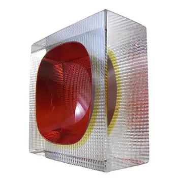 (image for) Murano Faceted Red & Amber Sommerso Glass Textured Bowl