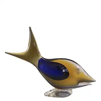(image for) Murano Vintage Blue & Amber Sommerso Glass Fish Figurine