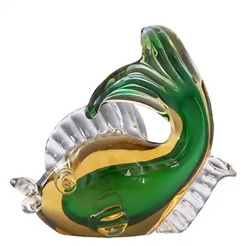 (image for) Artistica Murano CCC or Oball Green & Amber Sommerso Glass Fish Sculpture