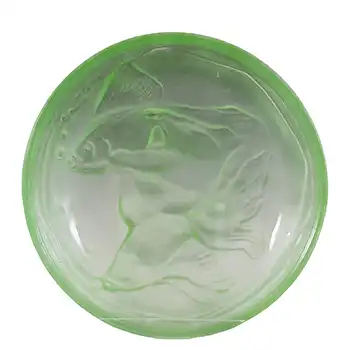 (image for) Art Deco Frosted Green Glass Fish Pin Dish / Bowl
