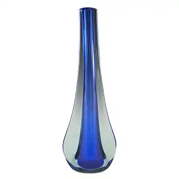 (image for) Galliano Ferro Murano Blue Sommerso Glass Vintage Stem Vase