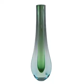 (image for) Galliano Ferro Murano Blue & Green Sommerso Glass Stem Vase