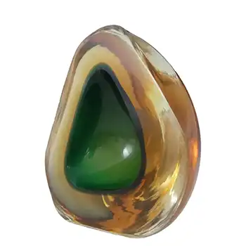 (image for) Murano Geode Green & Amber Sommerso Glass Triangle Bowl