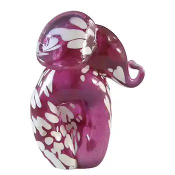 (image for) SIGNED Gozo Maltese Pink & White Glass Elephant Sculpture