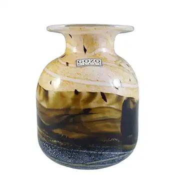 (image for) LABELLED Gozo Maltese Vintage Brown Glass 'Seashell' Vase